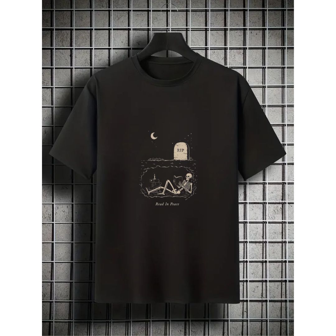 Midnight Vibes: Relaxed Skeleton Graphic Te